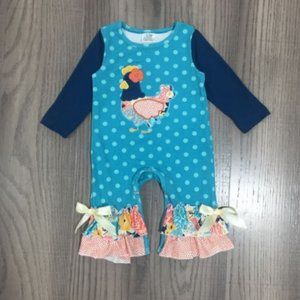 Boutique Baby Girls Chicken Farm Ruffle Romper Jumpsuit